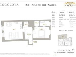 Prodej bytu 2+kk, Praha - Hradčany, Gogolova, 67 m2