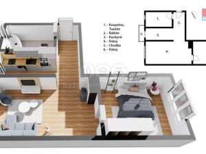 Prodej bytu 2+1, Nové Hrady, Sídliště míru, 57 m2