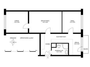 Pronájem bytu 3+1, Český Krumlov, Vyšehrad, 62 m2