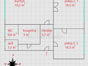 Prodej bytu 2+1, Pardubice - Zelené Předměstí, Železničního pluku, 51 m2