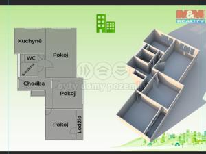 Prodej bytu 3+1, Ostrava - Poruba, náměstí Antonie Bejdové, 74 m2