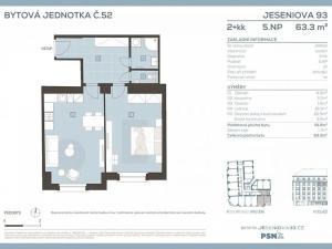 Prodej bytu 2+kk, Praha - Žižkov, Jeseniova, 62 m2