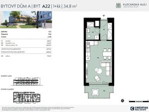 Prodej bytu 1+kk, Klecany, Topolová, 34 m2