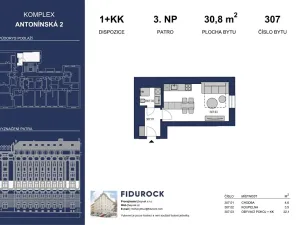 Pronájem bytu 1+kk, Brno, Antonínská, 31 m2