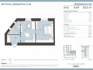 Prodej bytu 2+kk, Praha - Žižkov, Jeseniova, 51 m2