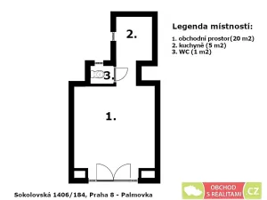 Pronájem obchodního prostoru, Praha - Libeň, Sokolovská, 26 m2