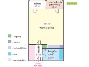 Pronájem bytu 1+kk, Praha - Smíchov, Tomkova, 42 m2