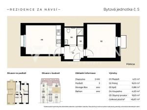 Prodej bytu 2+kk, Praha - Záběhlice, Za návsí, 46 m2