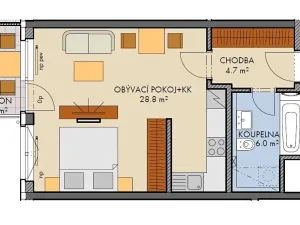 Prodej bytu 1+kk, Praha - Dolní Měcholupy, Honzíkova, 41 m2