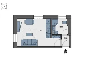 Pronájem bytu 1+kk, Tuchoměřice, V Kněžívce, 22 m2