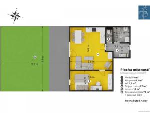 Prodej bytu 2+kk, Jesenice, Cedrová, 57 m2