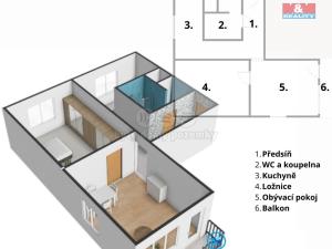 Pronájem bytu 2+1, Chomutov, Dostojevského, 54 m2