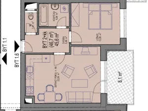 Pronájem bytu 2+kk, Brno, Chvalovka, 56 m2