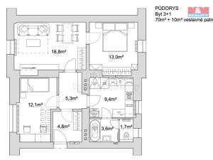 Pronájem bytu 3+1, Nové Strašecí, Nádražní, 70 m2