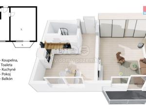 Pronájem bytu 1+1, Prostějov, Libušinka, 33 m2