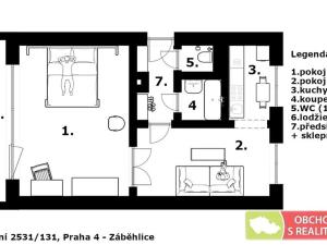 Pronájem bytu 2+1, Praha - Záběhlice, Hlavní, 51 m2