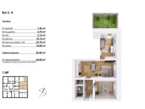 Prodej bytu 3+kk, Postupice, Blanická, 83 m2