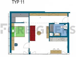 Pronájem bytu 2+kk, Brno, Dornych, 48 m2
