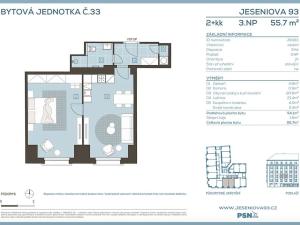 Prodej bytu 2+kk, Praha - Žižkov, Jeseniova, 55 m2