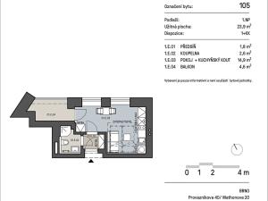 Pronájem bytu 1+kk, Brno, Mathonova, 24 m2