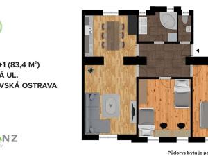 Pronájem bytu 3+1, Ostrava, Masná, 83 m2