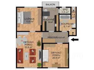 Prodej bytu 3+1, Písek, Za Pazdernou, 72 m2