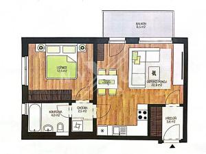 Pronájem bytu 2+kk, Praha - Zličín, Křivatcová, 48 m2