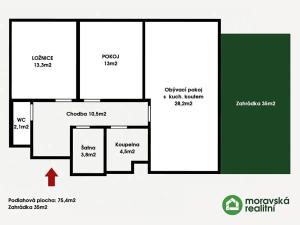 Pronájem bytu 3+kk, Neslovice, Lesní, 75 m2