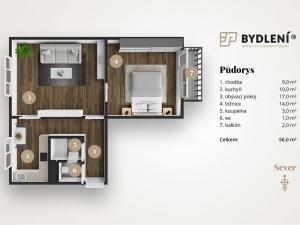 Prodej bytu 2+1, Teplice, Štúrova, 52 m2