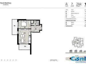Pronájem bytu 2+kk, Praha - Modřany, Zlochova, 47 m2