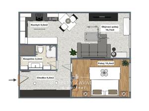 Prodej bytu 2+kk, Praha - Písnice, Na okruhu, 43 m2