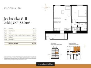 Prodej bytu 2+kk, Praha - Vinohrady, Chodská, 52 m2