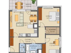 Prodej bytu 3+kk, Praha - Hlubočepy, Vítové, 79 m2
