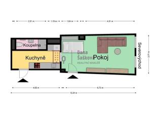 Pronájem bytu 1+1, Jindřichův Hradec, Růžová, 37 m2