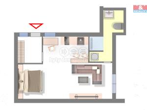 Pronájem bytu 1+kk, Praha - Horní Počernice, Náchodská, 35 m2