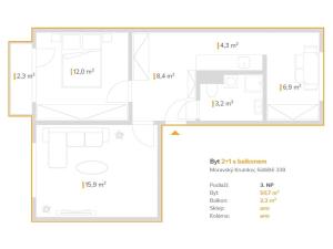 Pronájem bytu 2+1, Moravský Krumlov, Sídliště, 51 m2