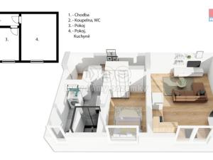 Prodej bytu 2+kk, Louny, Rybalkova, 44 m2