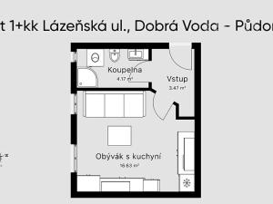 Pronájem bytu 1+kk, Dobrá Voda u Českých Budějovic, Lázeňská, 25 m2