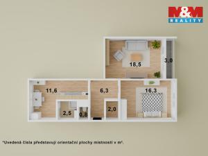 Prodej bytu 2+1, Ústí nad Labem - Severní Terasa, Rabasova, 61 m2