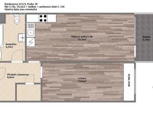 Pronájem bytu 2+kk, Praha - Dolní Měcholupy, Kardausova, 54 m2