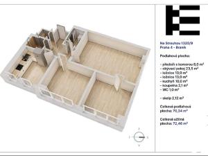 Pronájem bytu 3+1, Praha - Braník, Nad strouhou, 73 m2