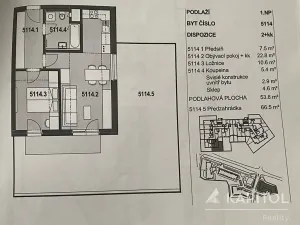 Pronájem bytu 2+kk, Praha - Letňany, Miroslava Hajna, 52 m2