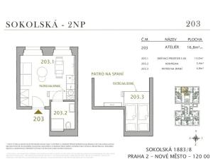 Pronájem bytu 1+kk, Praha - Nové Město, Sokolská, 17 m2