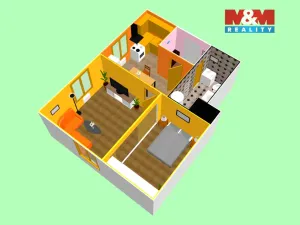 Pronájem bytu 2+kk, Červené Pečky, V Cihelně, 48 m2