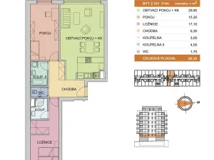 Pronájem bytu 3+kk, Olomouc - Řepčín, Edvarda Beneše, 78 m2