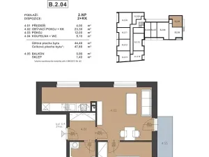 Prodej bytu 2+kk, Poděbrady, Fügnerova, 44 m2