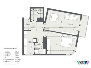Prodej bytu 2+1, Praha - Holešovice, U Uranie, 55 m2