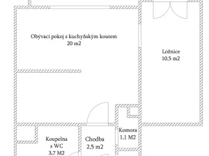 Pronájem bytu 2+kk, Brno, Krymská, 40 m2