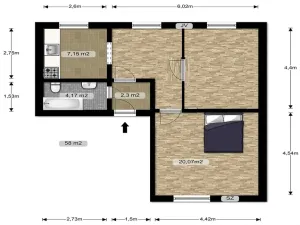 Pronájem bytu 2+1, Hradec Králové - Slezské Předměstí, Slavíčkova, 60 m2