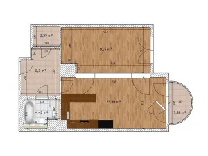 Pronájem bytu 2+kk, Praha - Řeporyje, Wiesenthalova, 59 m2